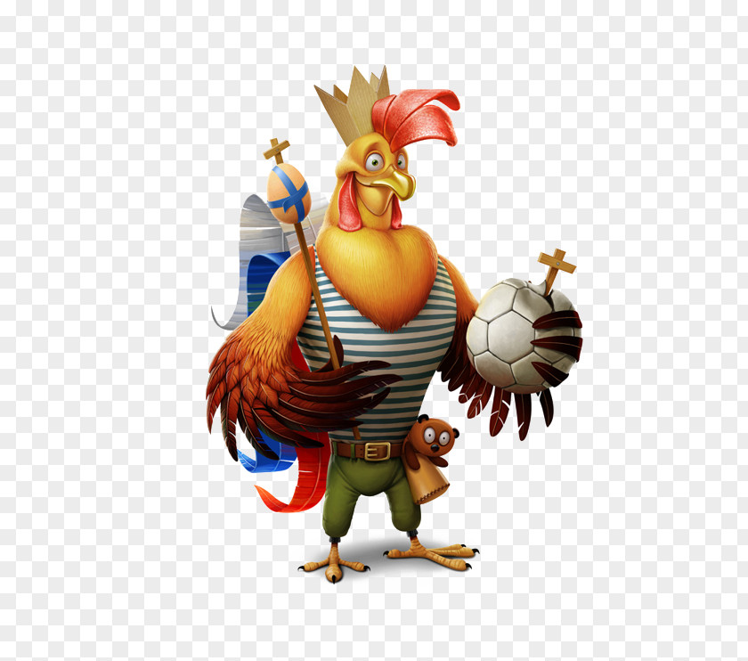 Holding A Football Rooster Chicken Illustrator Cartoon Illustration PNG