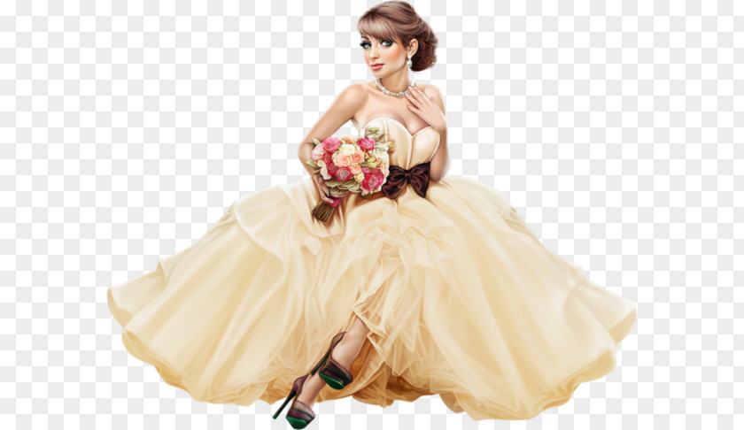 Woman Wedding Dress Poser Clip Art PNG