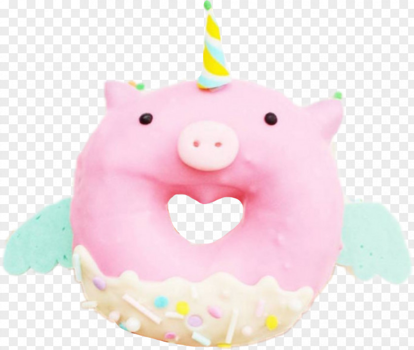 Pink Donut Pig Buttercream Cake Decorating Royal Icing Snout PNG