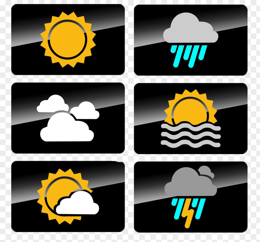 Black Rectangle Weather Icon Forecasting Symbol PNG