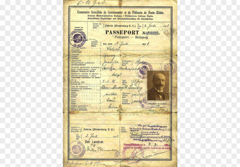 Passport Upper Silesia Plebiscite Silesian Uprisings Cieszyn PNG