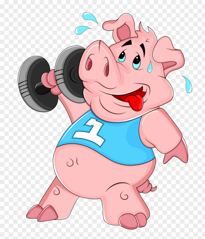 Dumbbell Pigs Pig Cartoon Clip Art PNG