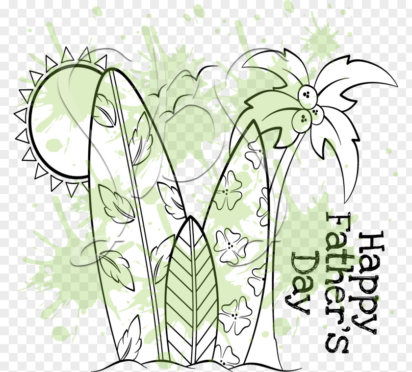 New Father Day Floral Design Graphic Line Art Clip PNG