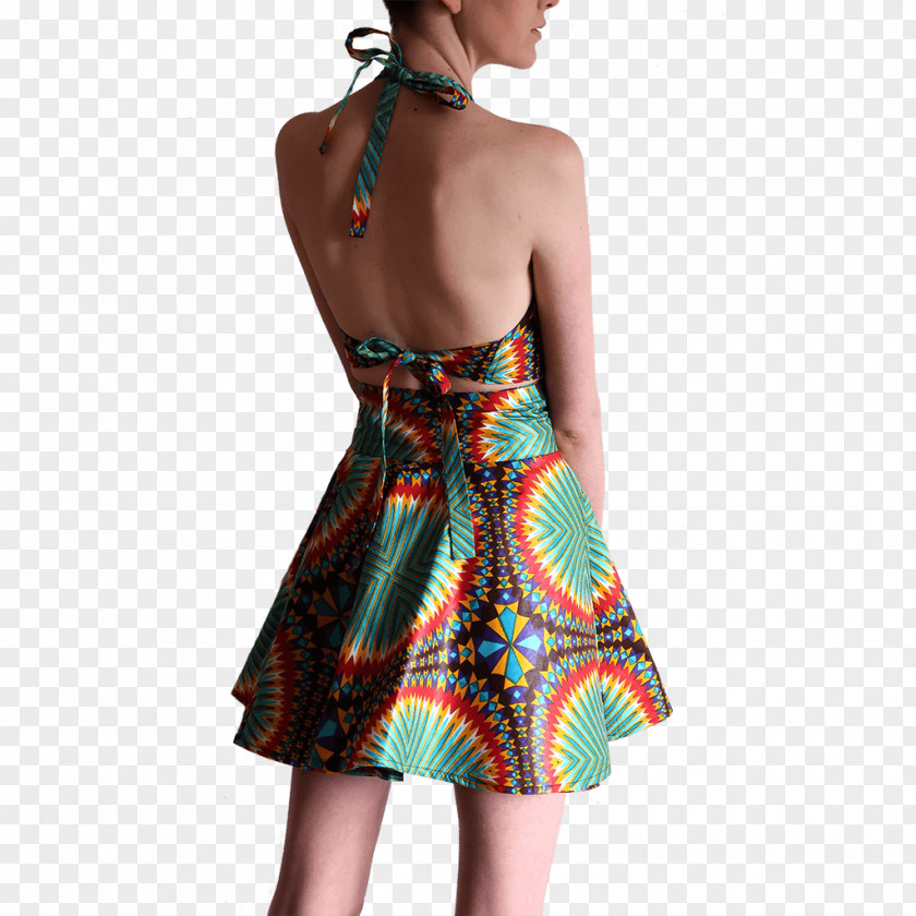 Cocktail Shoulder Dress Turquoise PNG