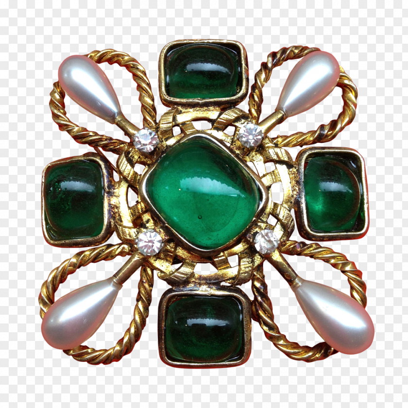 Emerald Chanel Brooch Jewellery Costume Jewelry PNG