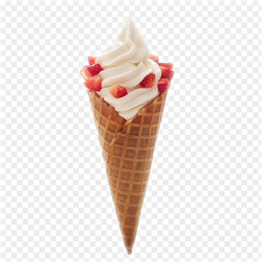 Strawberry Ice Cream Top Smoothie Frozen Yogurt Cones Parfait Waffle PNG