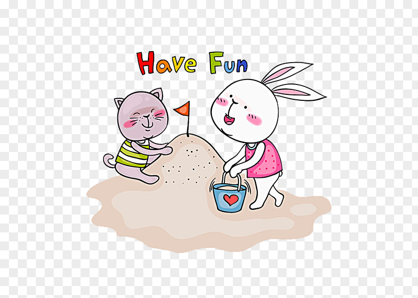 Animals Playing With Sand Art And Play Rabbit Illustration PNG