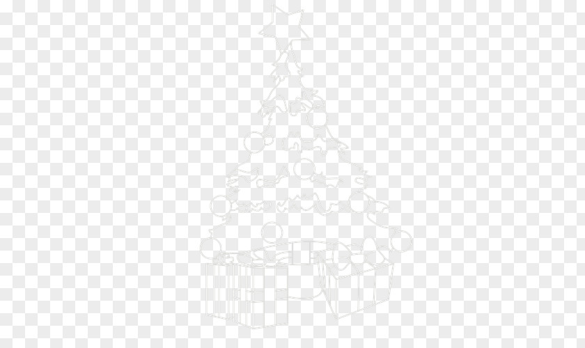 Christmas Tree White Ornament Line Art PNG