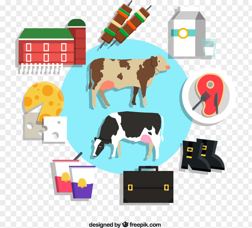 Creative Cow Design Elements Vector Material Download, Cattle Milk Dairy Product PNG