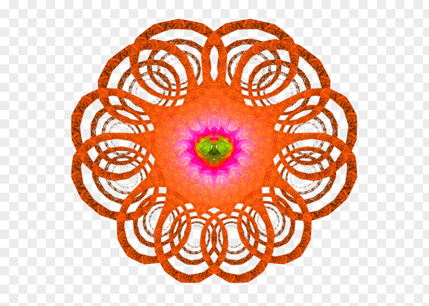 Orange Mandala Petal Floral Design Flower Circle Pattern PNG