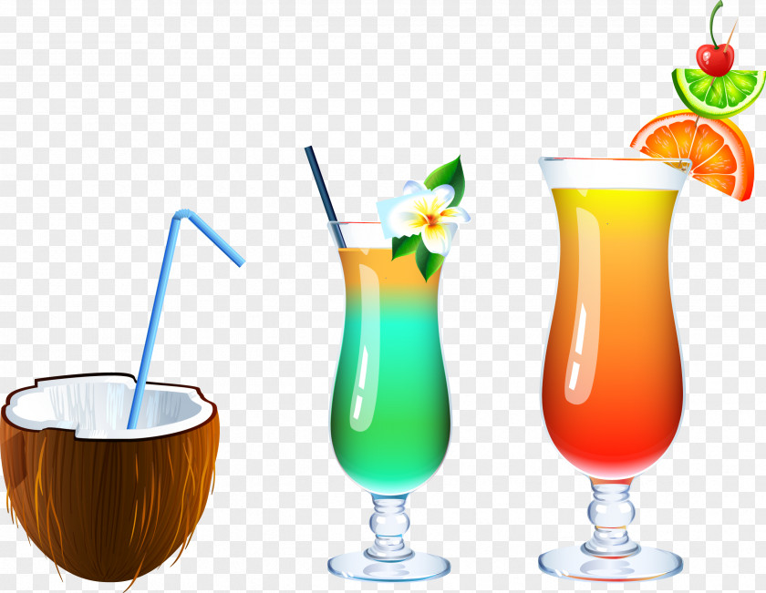 Summer Drinks Vector Material Coconut Juice Cocktail Soft Drink Milkshake Screwdriver PNG