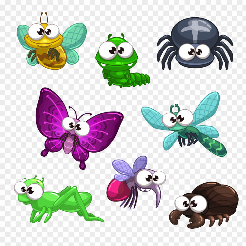 Cartoon Insect World Butterfly Louse PNG