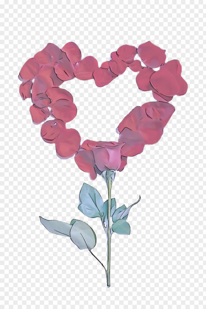 Pink Heart Petal Flower Cut Flowers PNG