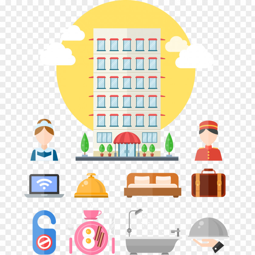 Flat Element Hotel Icon Euclidean Vector PNG