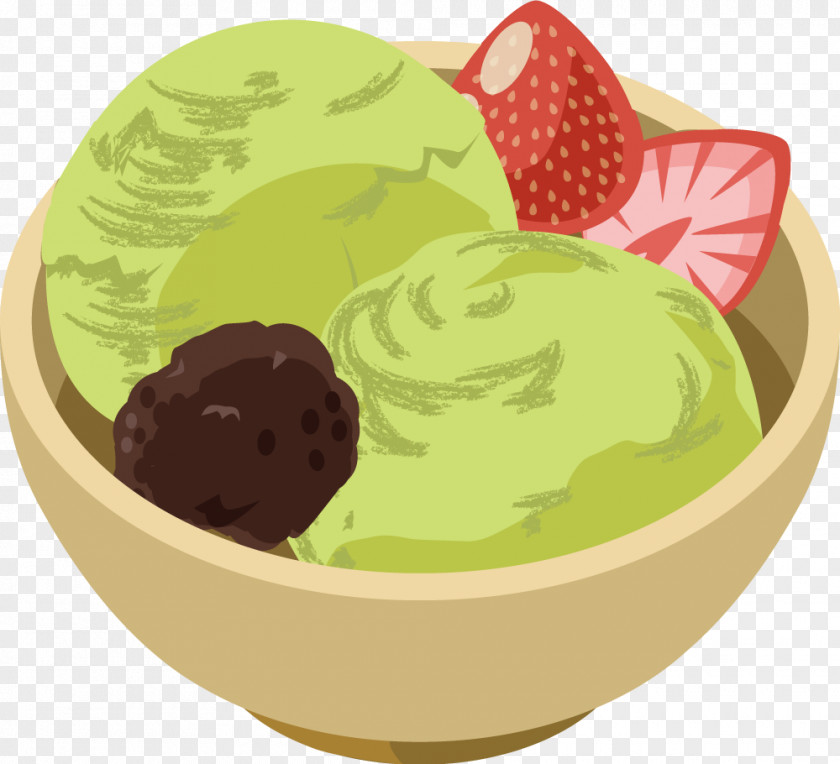 Hand-painted Green Tea Ice Cream Matcha PNG