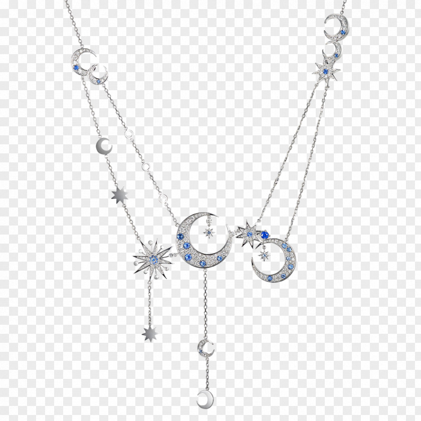 Necklace Silver Cobalt Blue Chain Body Jewellery PNG