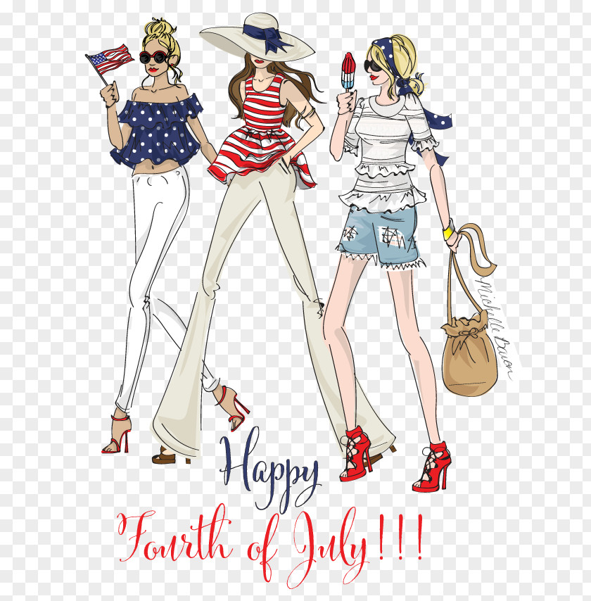 Independence Day Fashion Illustration Drawing PNG