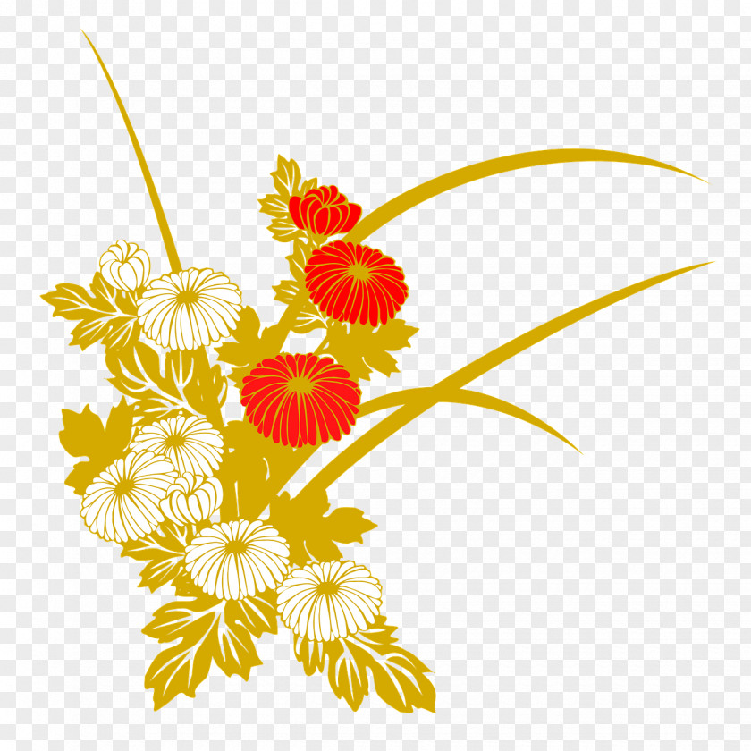 Japan Cut Flowers Autumn Floral Design PNG