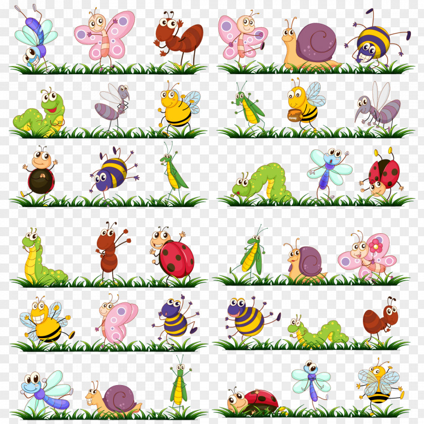 Vector Insect Collection Butterfly Cartoon Royalty-free PNG