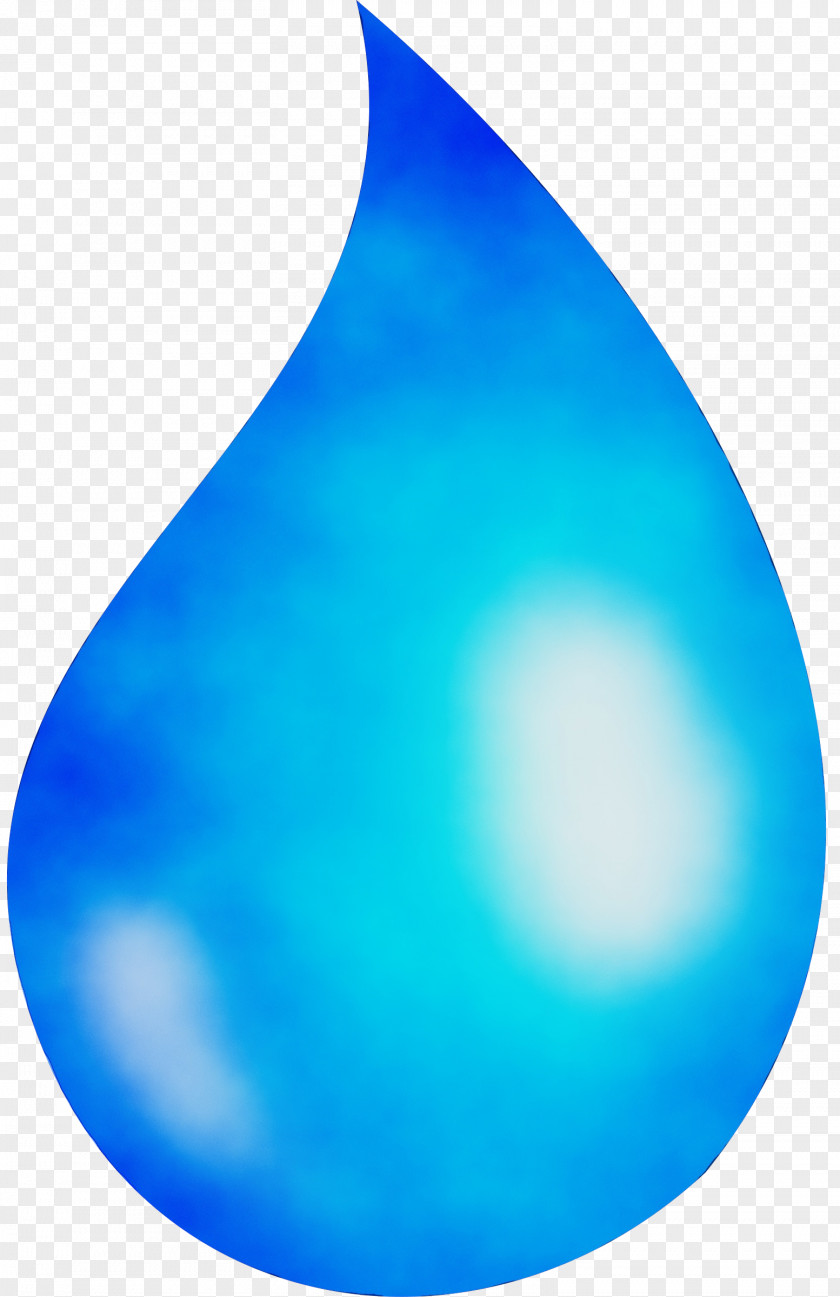 Electric Blue Azure Watercolor Drop PNG