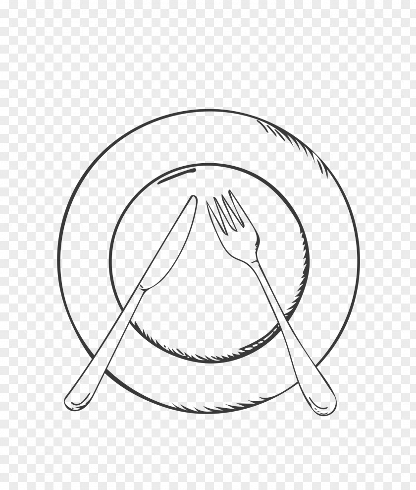 Cartoon Plate Knife And Fork European Cuisine Tableware Drawing PNG