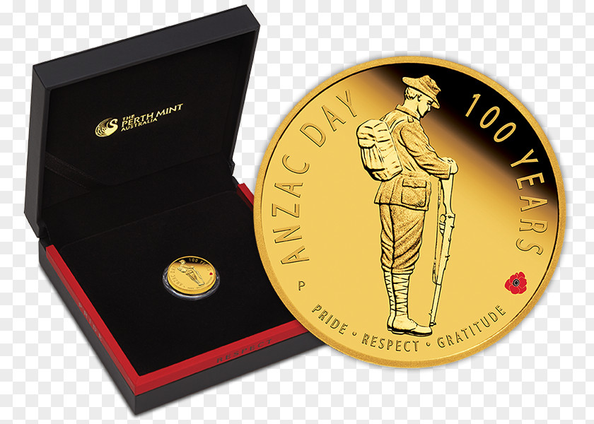 Anzac Day Poppy Coin Gold Australia First World War PNG
