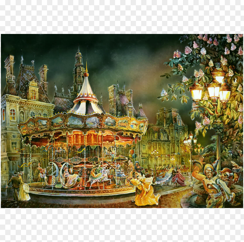 Carnival Poster Amusement Park Watercolor Painting Recreation Art Museum PNG