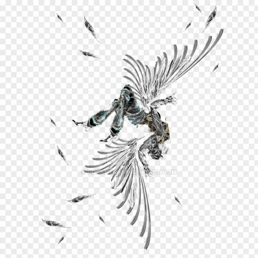 Falling Silhouette Landscape With The Fall Of Icarus Daedalus Wing Flight PNG