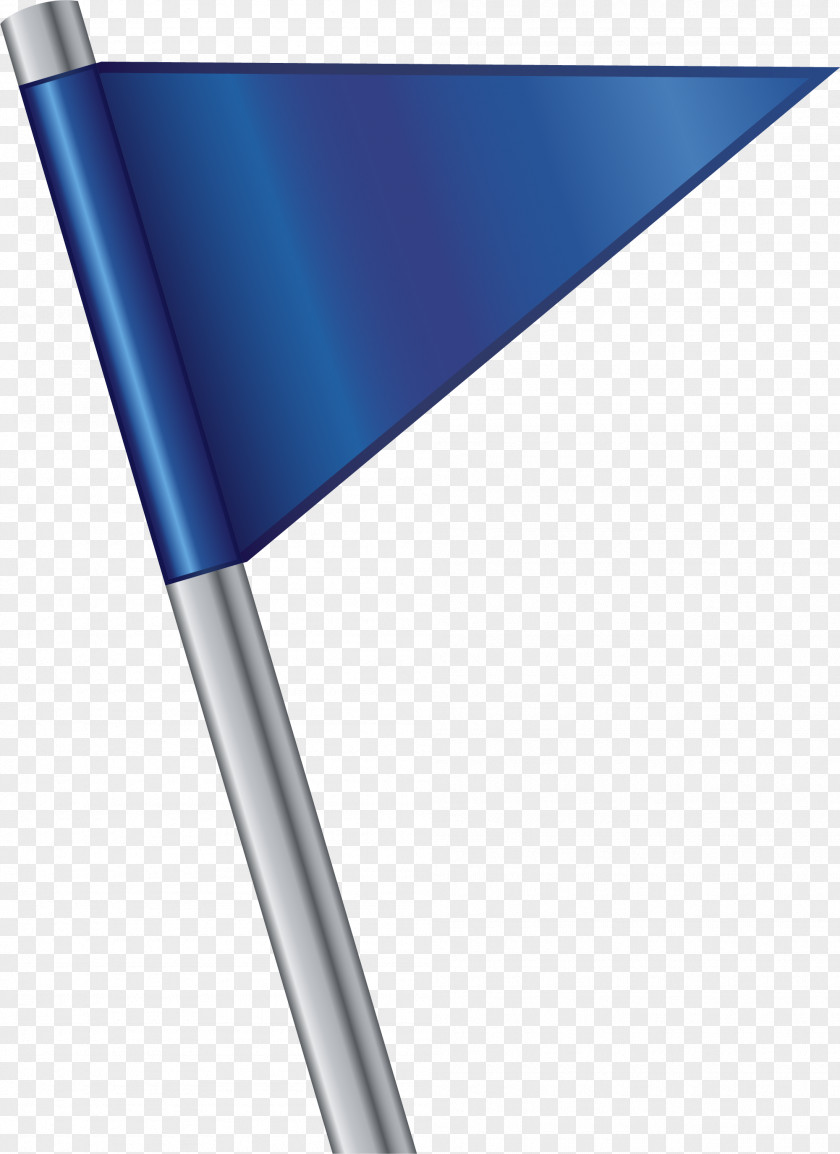 Hand Painted Blue Flag Flagpole Icon PNG