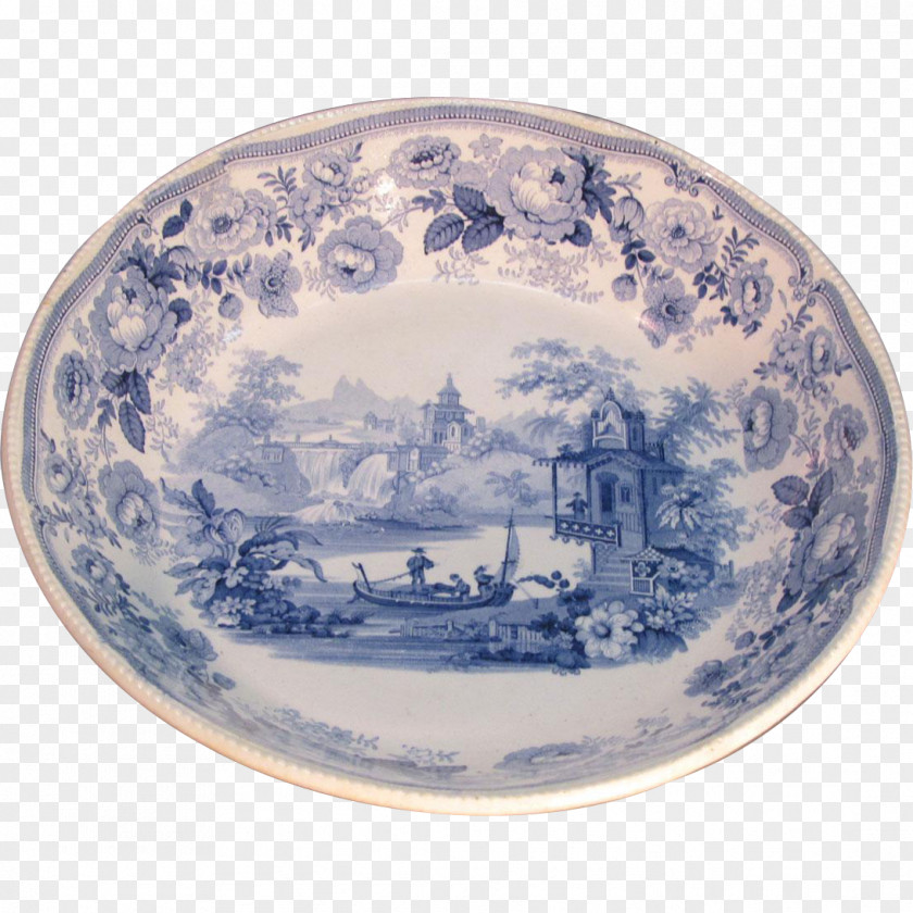 Plate Ceramic Blue And White Pottery Platter Tableware PNG