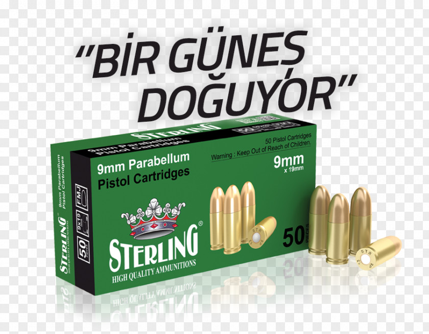 Ammunition Bullet 9×19mm Parabellum Shotgun Shell Cartridge Sterling Submachine Gun PNG