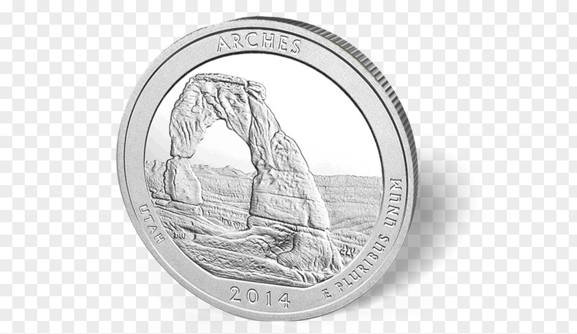 Silver Arches National Park Quarter America The Beautiful Bullion Coins PNG