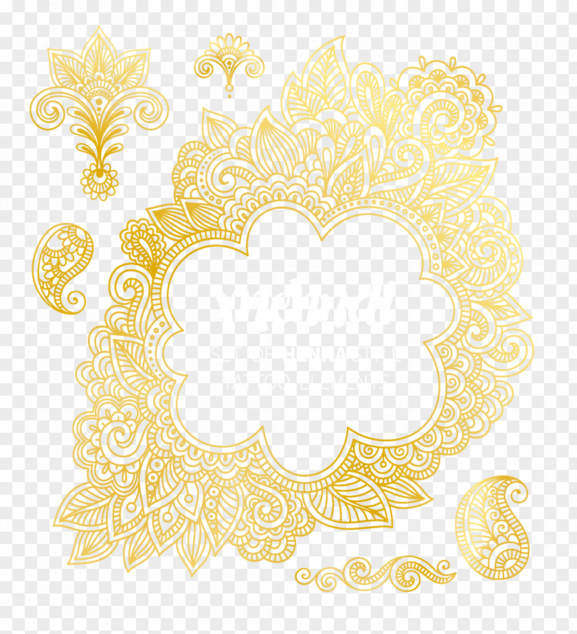 Abstract Gold Pattern Shading Vector Material Text Picture Frame Floral Design Yellow PNG