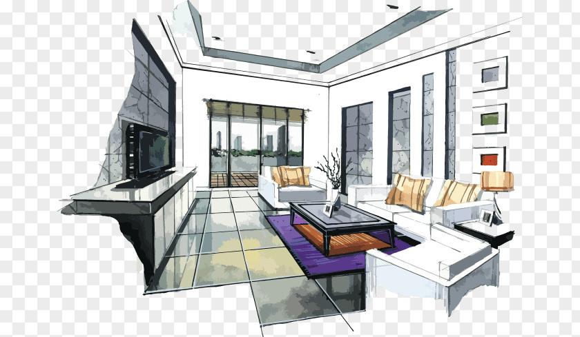 Design Interior Services Drawing Watercolor Painting Sketch PNG