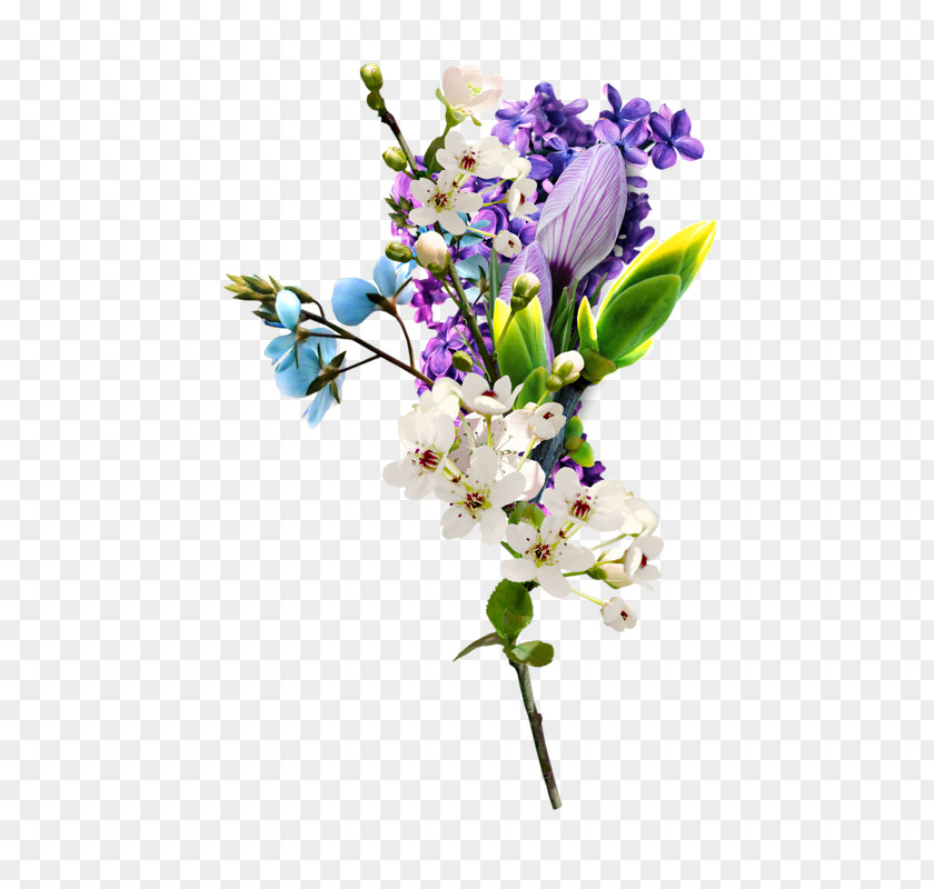 Lilac Floral Design Watercolour Flowers Cut PNG