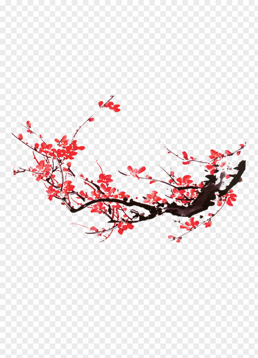 Vintage Ink Plum Blossoms Decorative Background Pattern Blossom Wash Painting Clip Art PNG