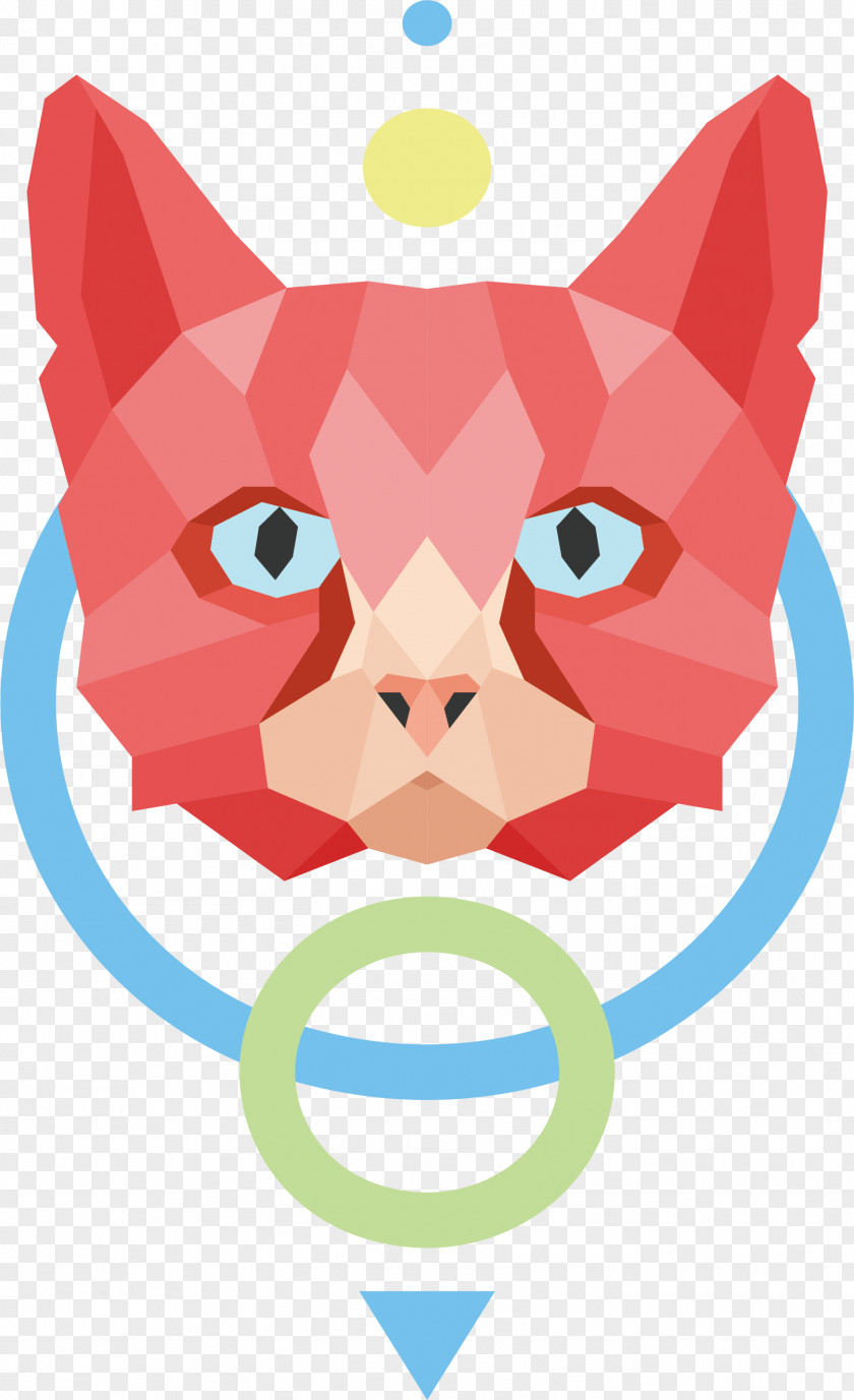 Red Low Polygonal Fox Head Whiskers Kitten Pink Euclidean Vector PNG