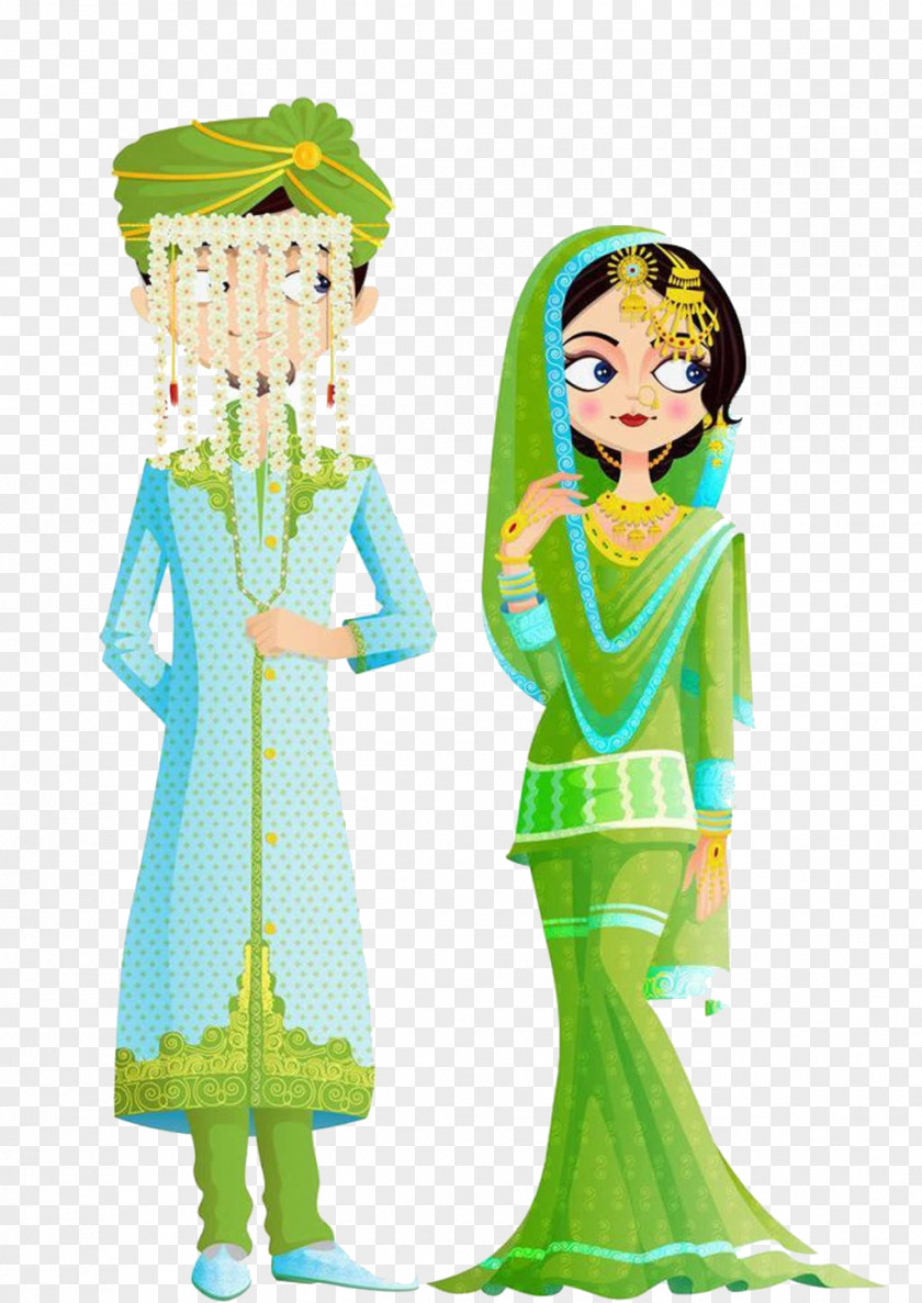 Traditional Indian Wedding Dress Islamic Marital Practices Invitation Illustration PNG