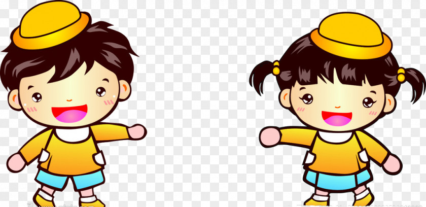 Two Children Cartoon Illustration PNG