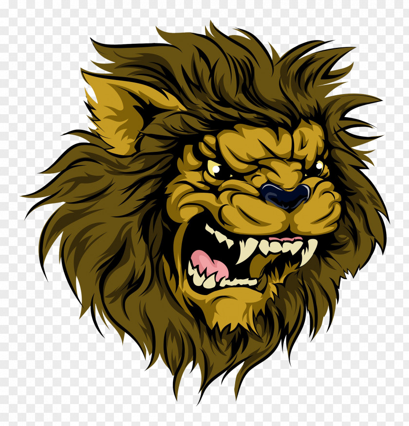 A Lion With Big Mouth Logo Mascot Illustration PNG