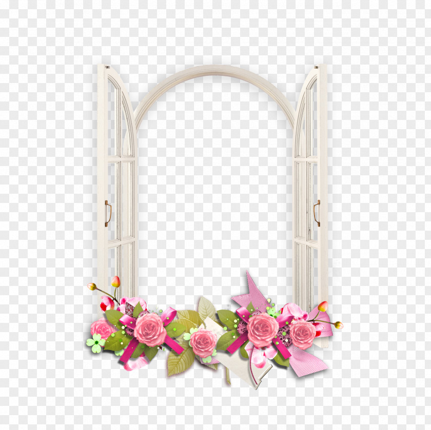Pink Flower Border Window Picture Frames Clip Art PNG
