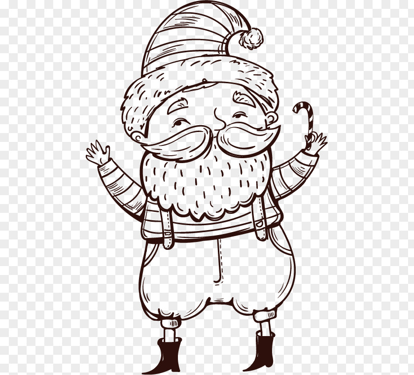 Santa Claus Wearing Overalls Christmas Clip Art PNG