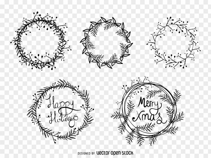 Christmas Wreath Vector Material Drawing Illustration PNG