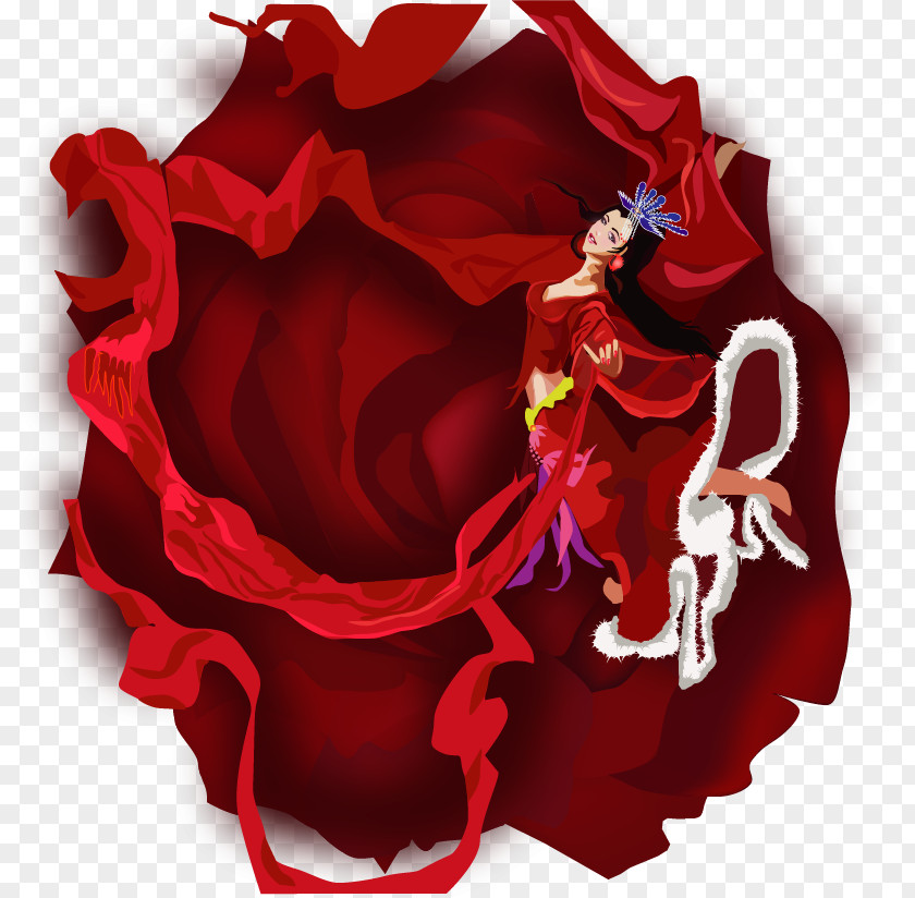 Vector Painted Red Dancers China Adobe Illustrator Illustration PNG