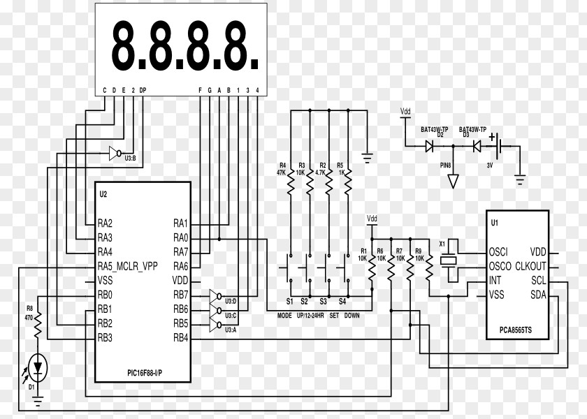 Real-time Clock NXP Semiconductors Electronics Schematic Microcontroller PNG