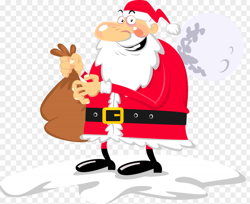 Vector Santa Claus Was Stepping On Clouds Euclidean Caricature Illustration PNG