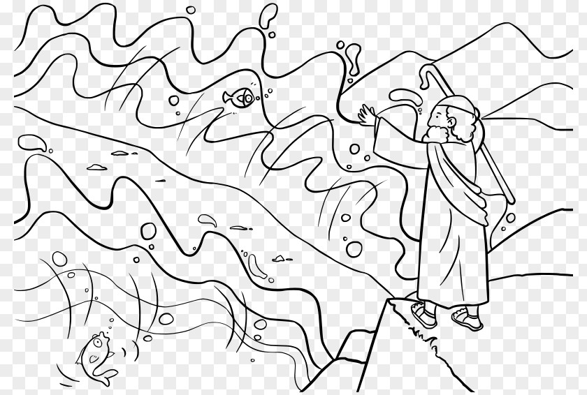 Sea Crossing The Red Book Of Exodus Bible Coloring PNG