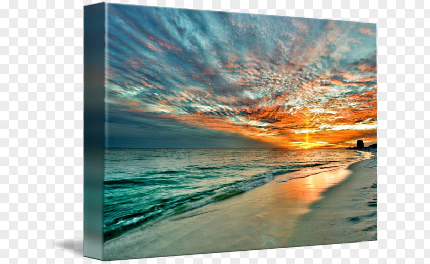 Red Sunset Painting Work Of Art Blue Picture Frames PNG