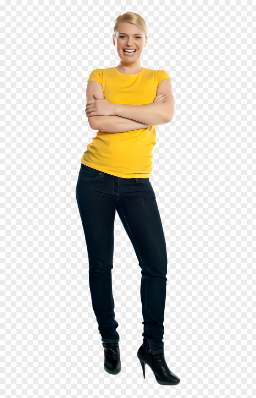 Leg Gesture Standing Yellow Clothing Arm Shoulder PNG