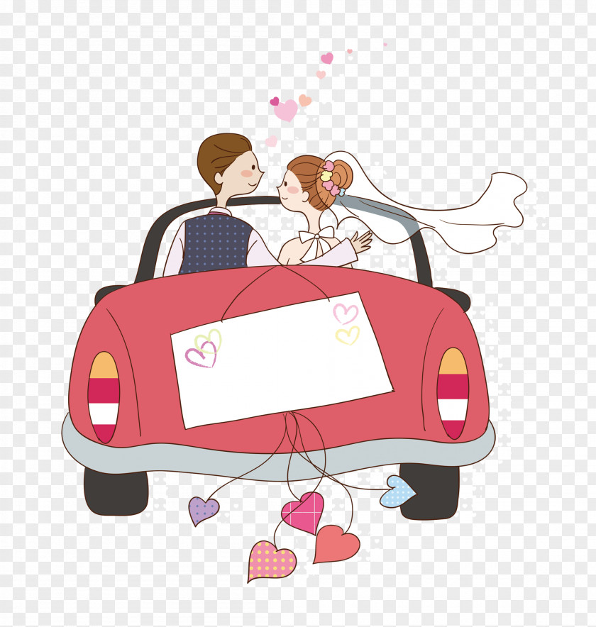 Cartoon Wedding Car Cake Marriage Engagement Party Bride PNG